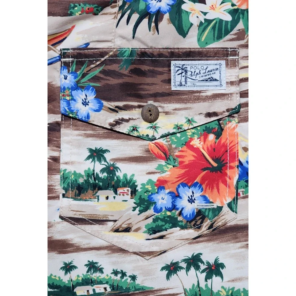 $98 NWT Polo Ralph Lauren 7.25 Inch Palm Island Swim Trunks Size 32